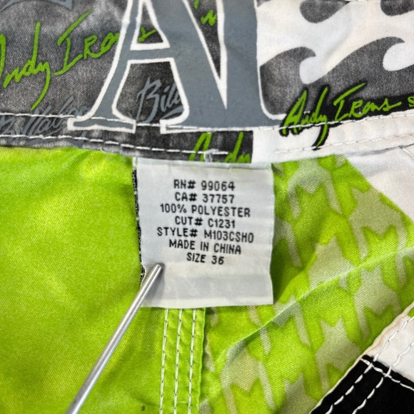 Vintage Billabong Andy Irons Neon Green Board Shorts Men 36 Skate Surf Trunks - Picture 12 of 13
